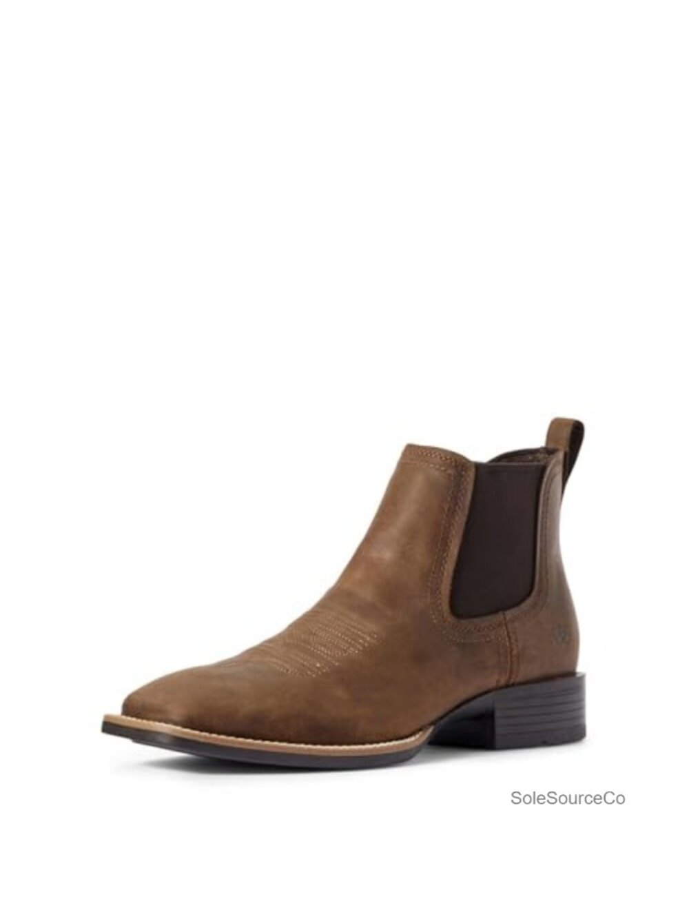 Men's Full-Grain Leather Western Chelsea Boots Square Toe Slip On